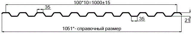 Фото: Профнастил оцинкованный С21 х 1000 (ОЦ-01-БЦ-0.5) в Лыткарино