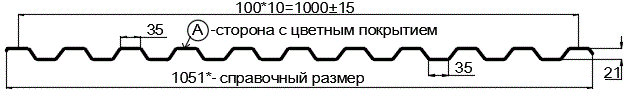 Фото: Профнастил С21 х 1000 - A (Steelmatt-20-7024-0.4±0.08мм) в Лыткарино