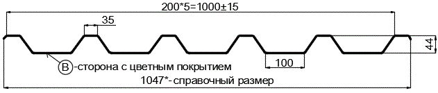 Фото: Профнастил С44 х 1000 - B (PURMAN-20-Tourmalin-0.5) в Лыткарино