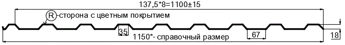 Фото: Профнастил МП20 х 1100 - R (PURETAN-20-RR750-0.5) в Лыткарино