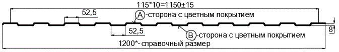 Фото: Профнастил С8 х 1150 - B Двусторонний (ПЭ_Д-01-8017-0.4±0.08мм) в Лыткарино