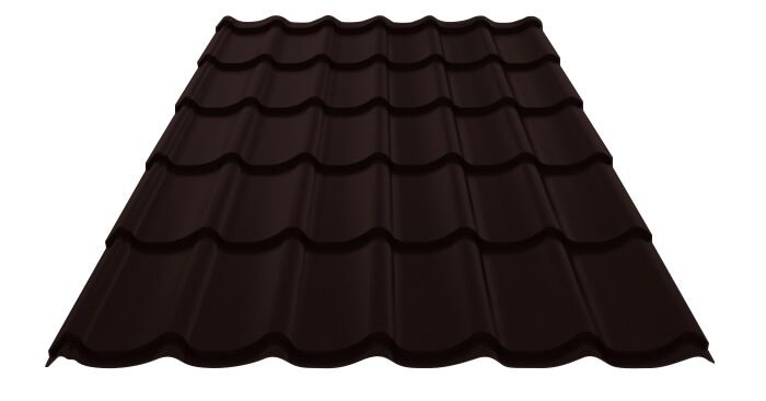 Металлочерепица МП Ламонтерра-XL (VALORI-20-DarkBrown-0.5)